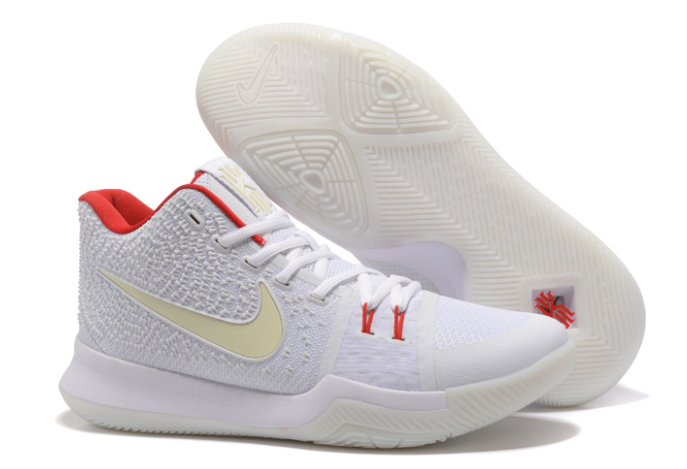 Nike Kyrie 3 White Red Glow in the Dark Shoes - Click Image to Close